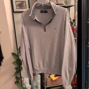 Vineyard Vines Men's Gray Quarter-Zip Sweater